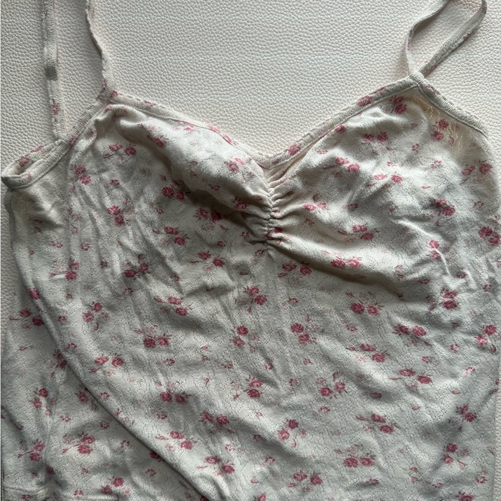 Rouje Floral Tank Top in Cream and Pink